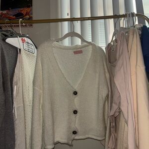 Cozy White Button-Up Sweater